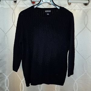 Lands End cable knit navy blue size large, women's, 3/4 length sleeve sweater.